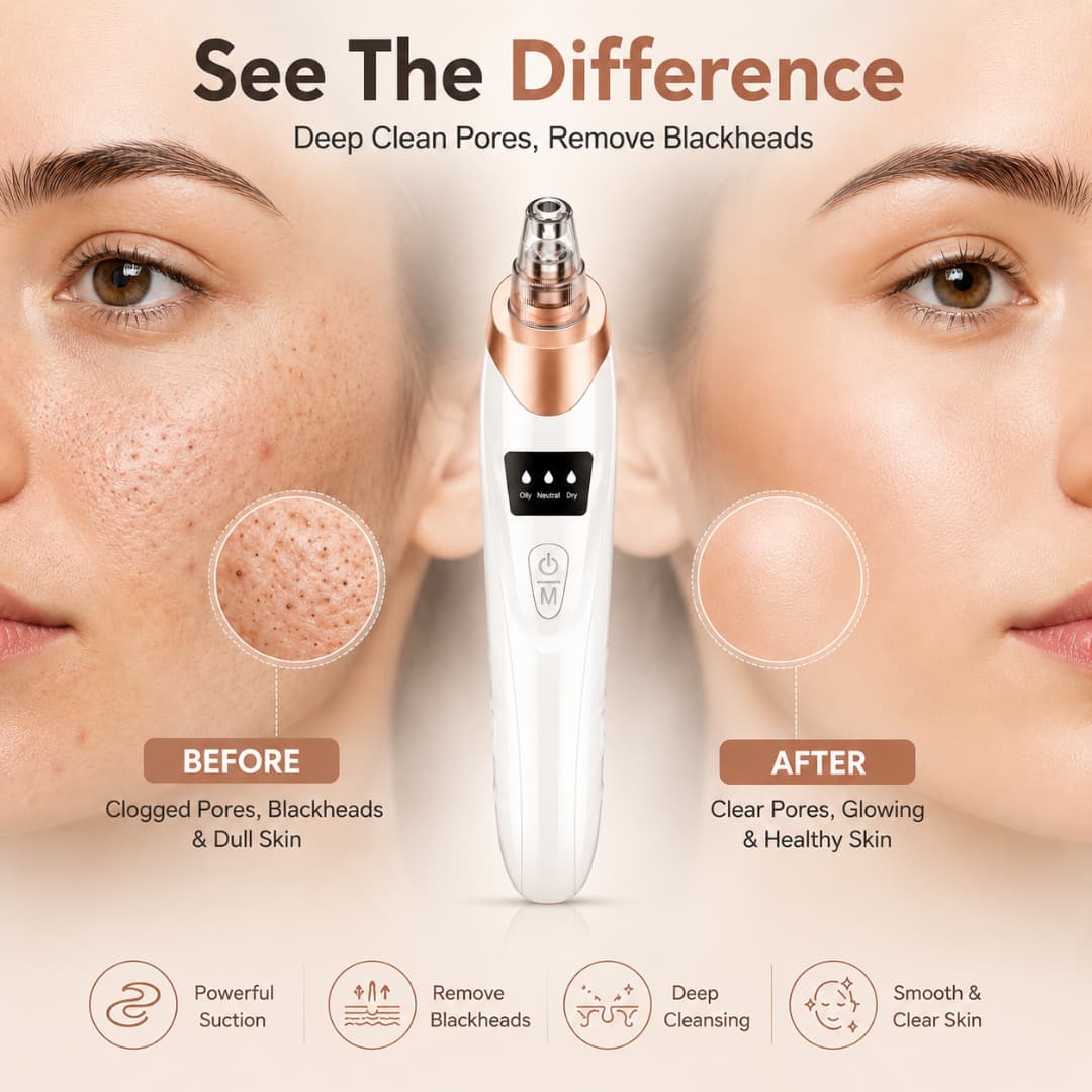 Electric Blackhead Remover ā Facial Pore Vacuum with Multiple Suction Levels