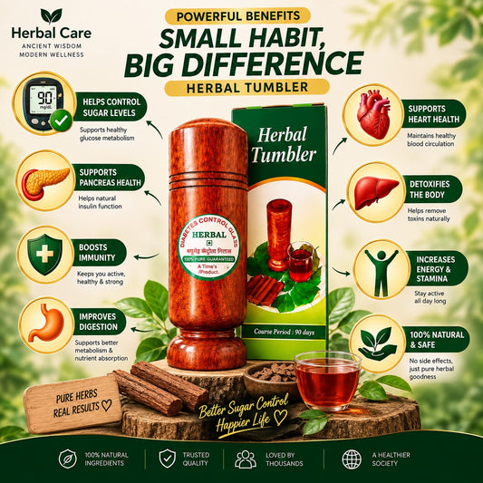 Diabetes Control Herbal Glass - Natural Support for Sugar Patients - Made with Jamun Wood