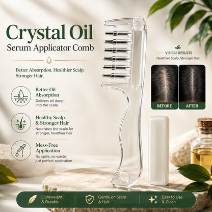 2 in 1 Crystal Oil & Serum Applicator Comb – Mess Free Scalp Oil Application & Distributor