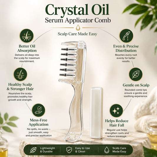 2 in 1 Crystal Oil & Serum Applicator Comb – Mess Free Scalp Oil Application & Distributor