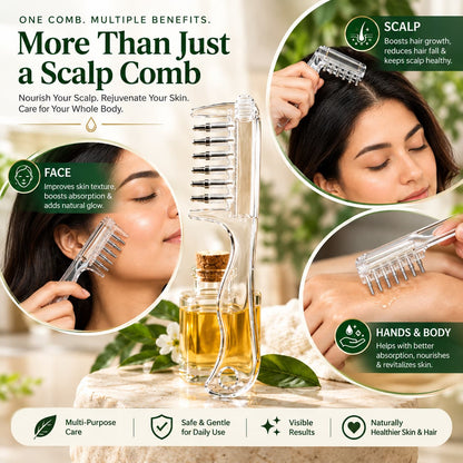 2 in 1 Crystal Oil & Serum Applicator Comb – Mess Free Scalp Oil Application & Distributor