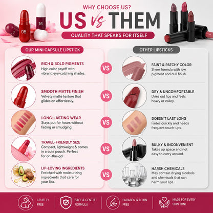 Imported Mini Capsule Lipstick Pack 18 PCS – Long Lasting, Moisturizing & Portable