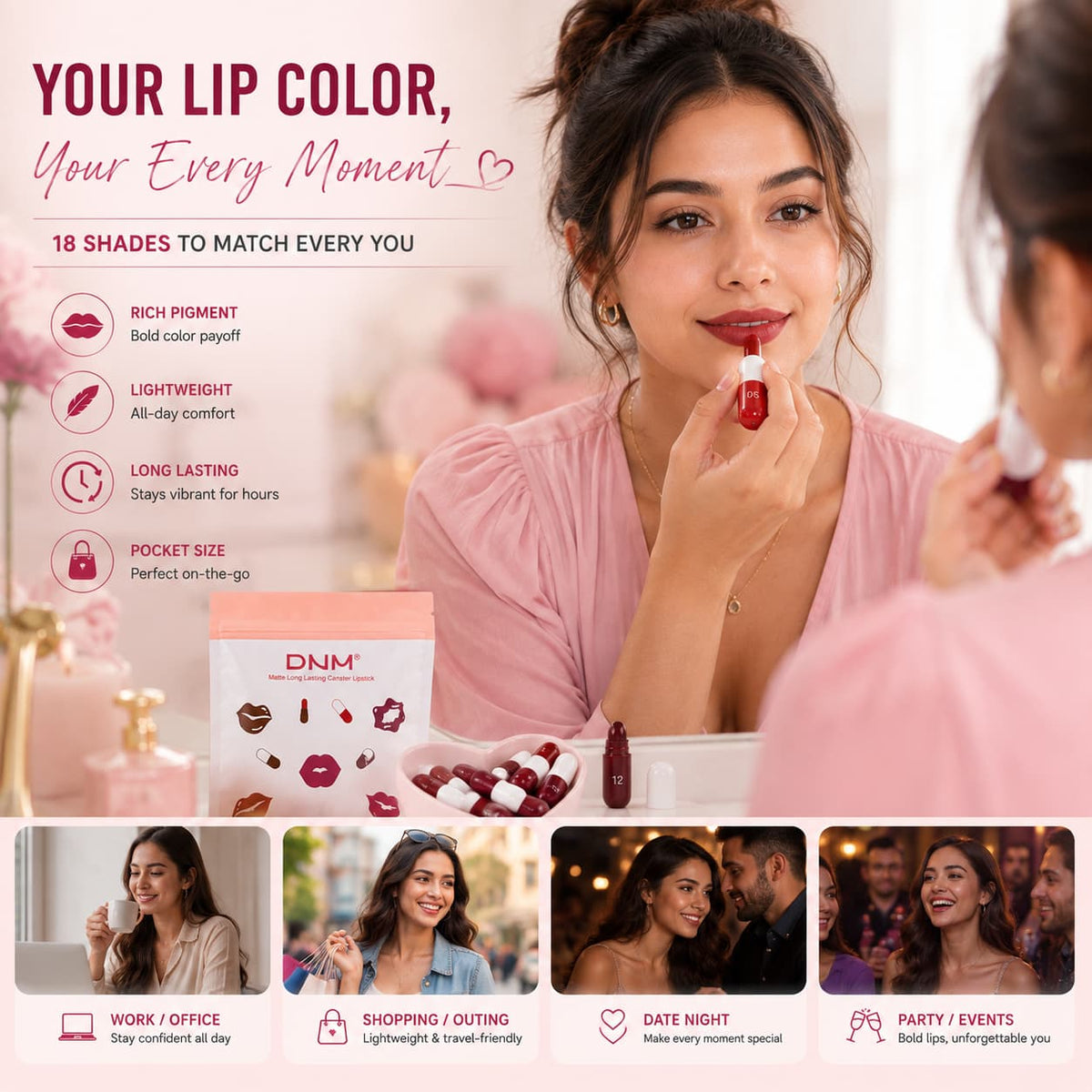 Imported Mini Capsule Lipstick Pack 18 PCS – Long Lasting, Moisturizing & Portable