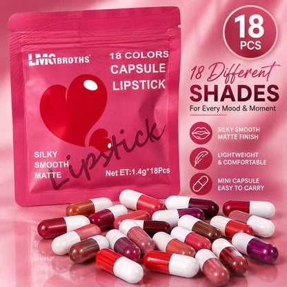 Imported Mini Capsule Lipstick Pack 18 PCS – Long Lasting, Moisturizing & Portable