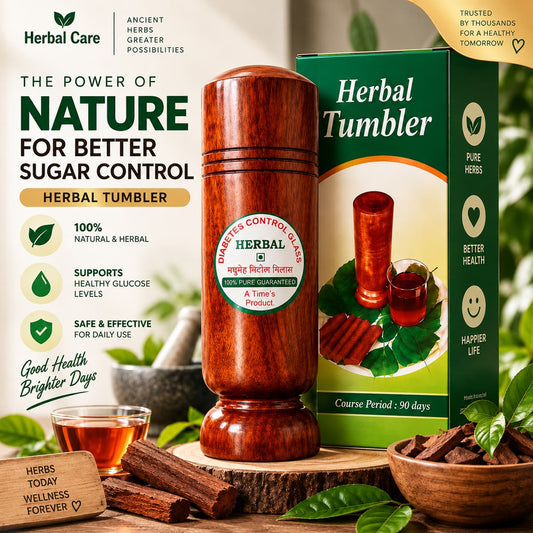 Diabetes Control Herbal Glass - Natural Support for Sugar Patients - Made with Jamun Wood